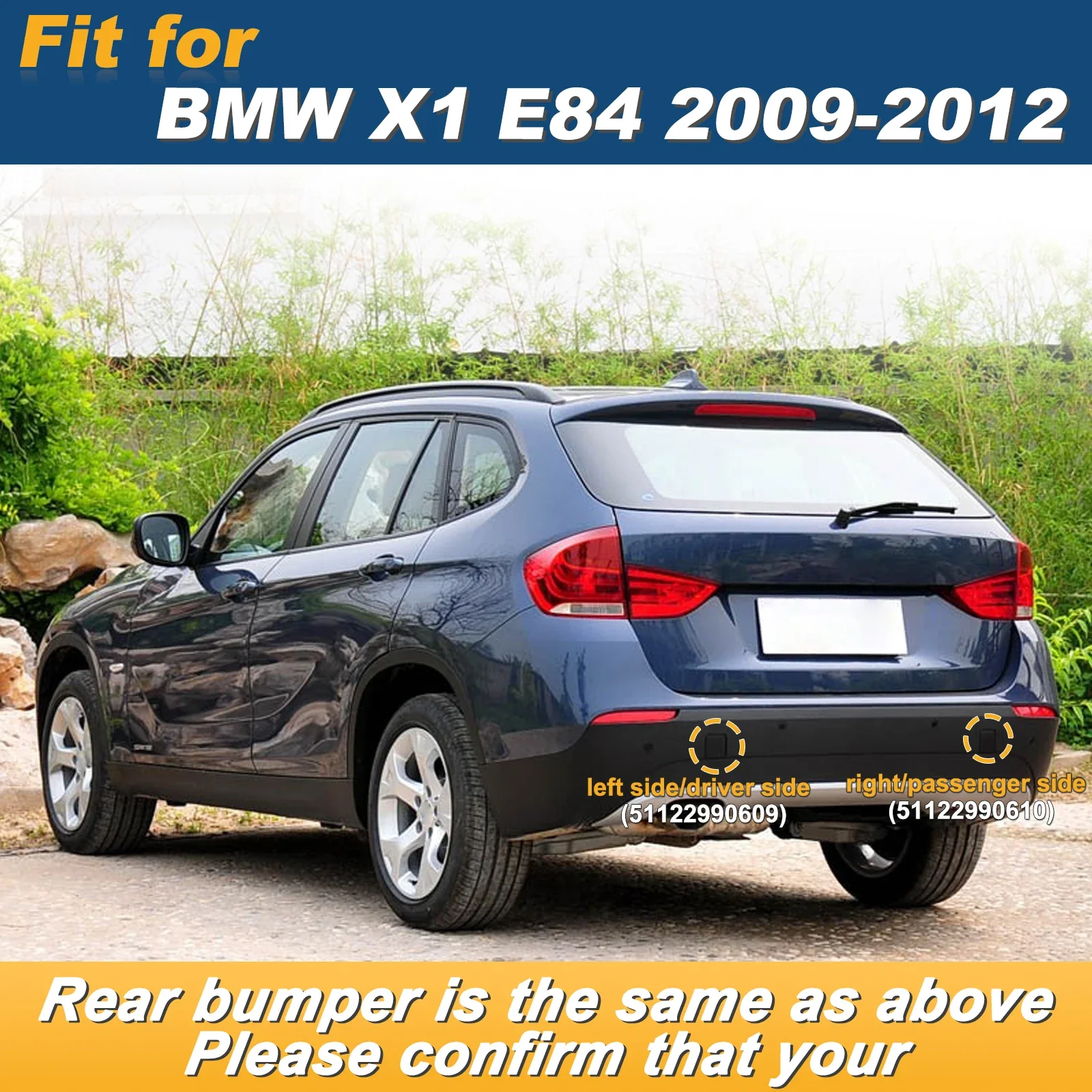 For BMW X1 E84 2009 - 2012 Rear Bumper Tow Hook Cover Caps Left Right Set Parts 51122990609 51122990610