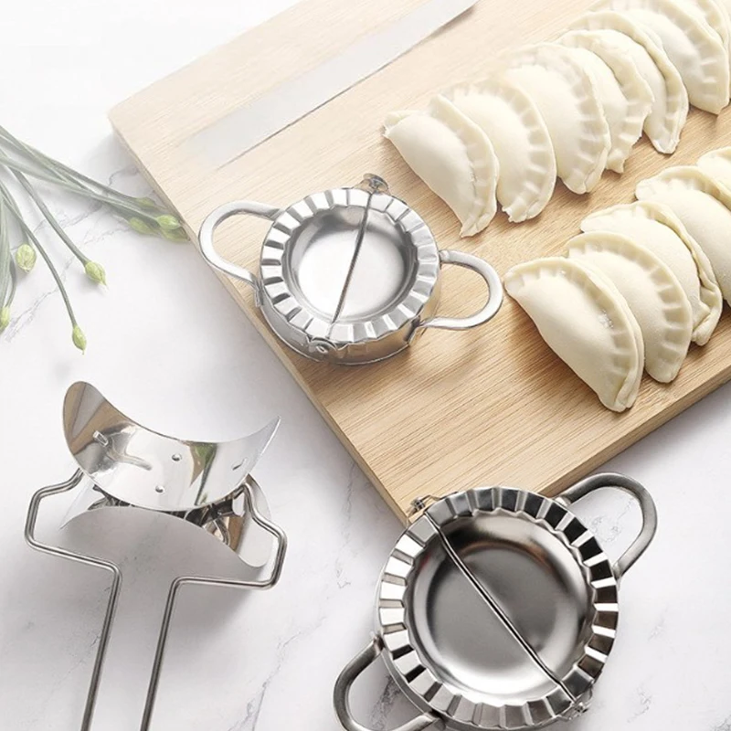 Stainless Steel Dumpling Making Tools Dumplings Maker Skin Cutter Manual Jiaozi Wraper Circle Mould Set Kitchen Tool Gadgets ZYF