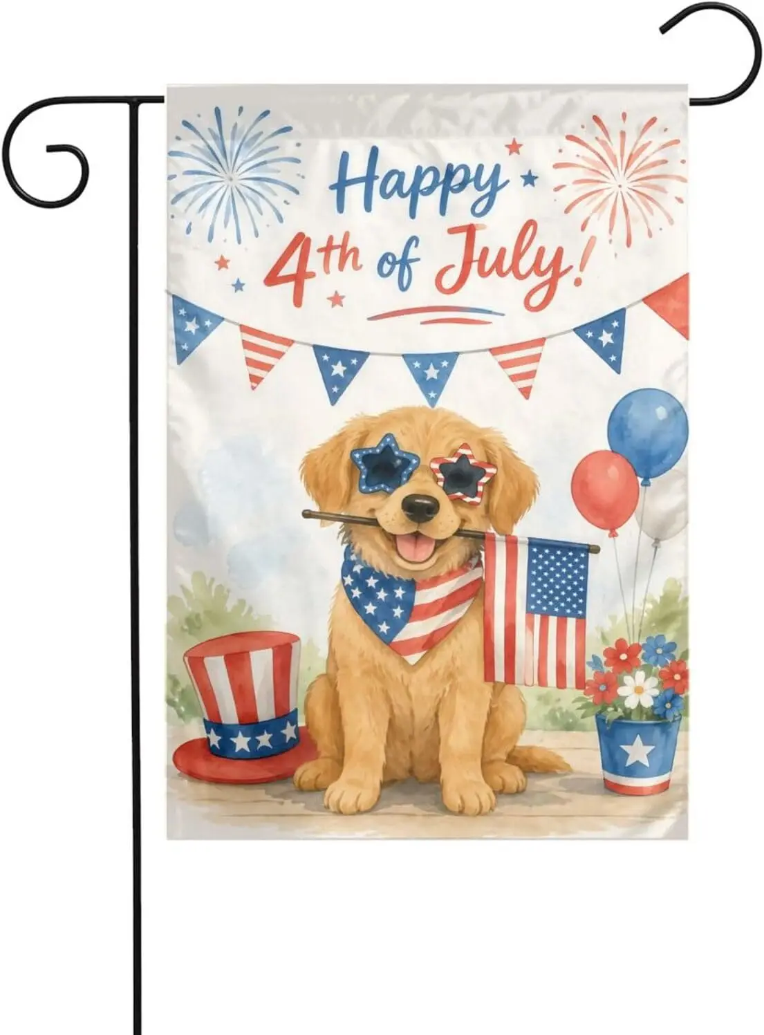 Independence Day Garden Flag 12x18in 4th of July Double Sided Yard Flags Ship Farmhouse Holiday Cute Dog Patriotic Decoratio xxl