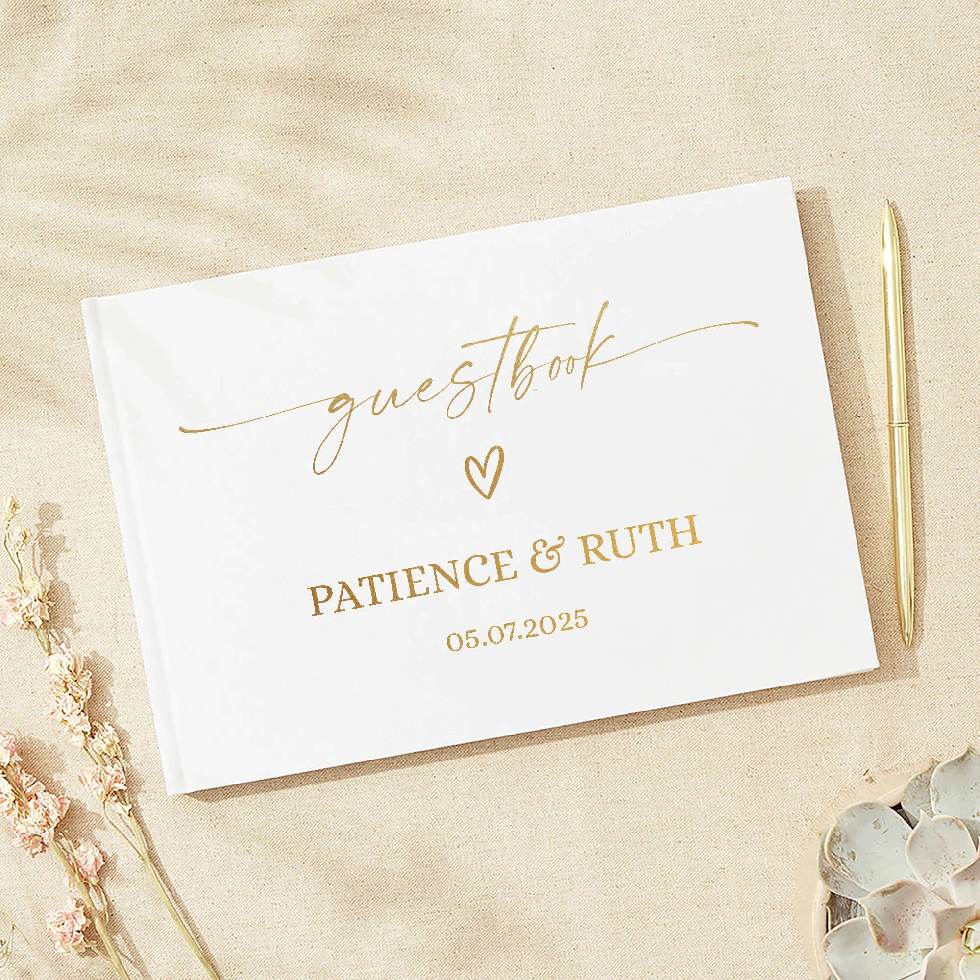 Personalized Guest Book for Wedding Noble Message Photo Album Simple Elegant Horizontal Wedding Reception Signing Book Party Fav