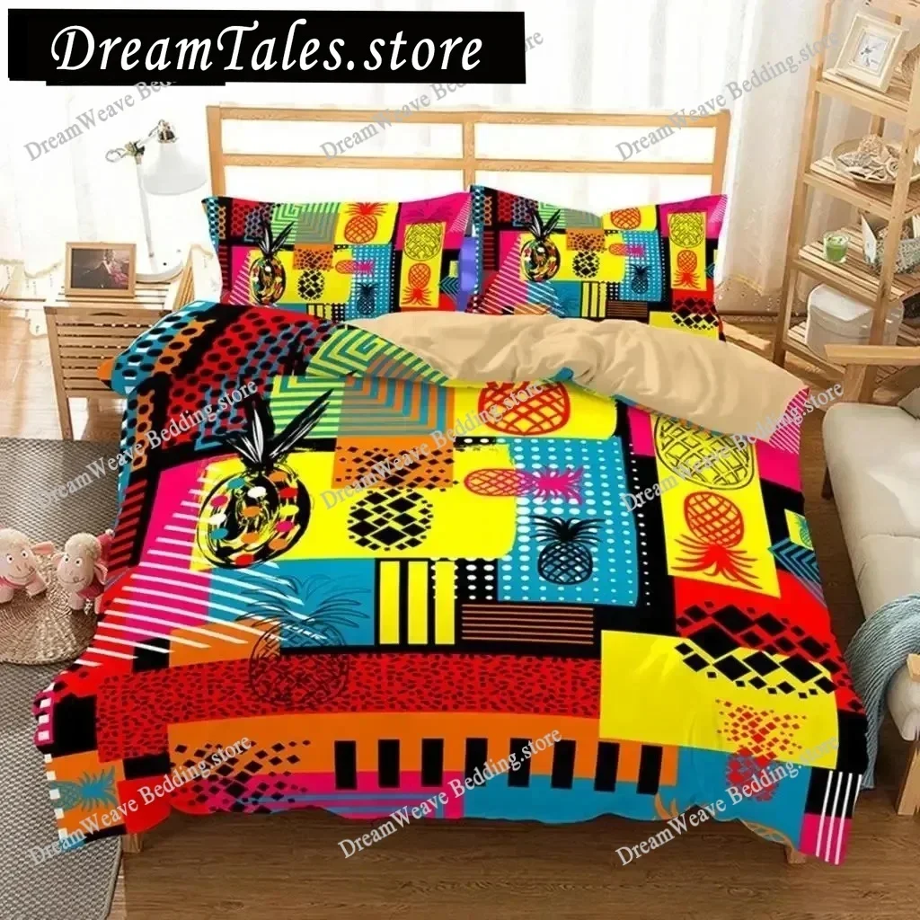 Pineapple Duvet Cover Set Queen Size Microfiber Kid Colorful Twin Bedding Set Fruit Theme Hello Summer Comforter Quilt CoverFQH