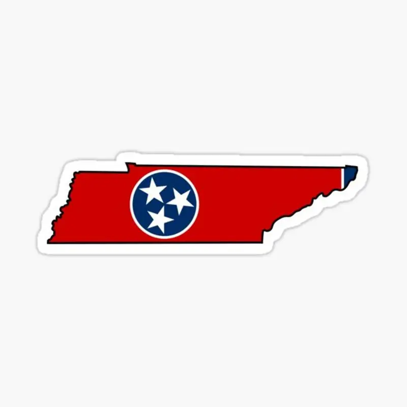 

Tennessee With State Flag Sticker for Laptop Decor Bedroom Car Cute Cartoon Art Fashionable Public Suitcase