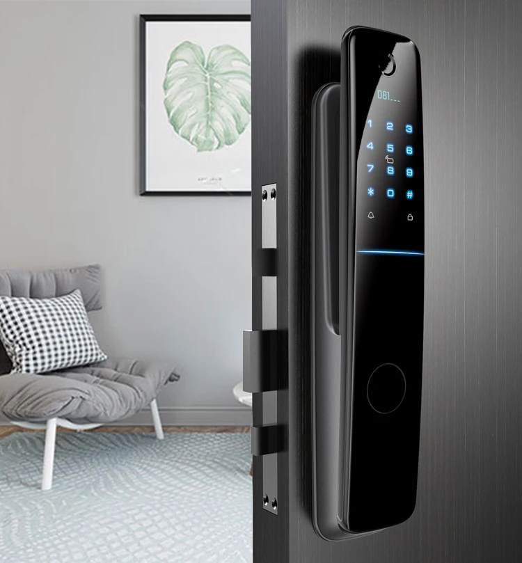 Smart Biometric Fingerprint Door Lock for Home Electronic Security Visual Cat's Eye Supports Cloud Memory Card Data Storage