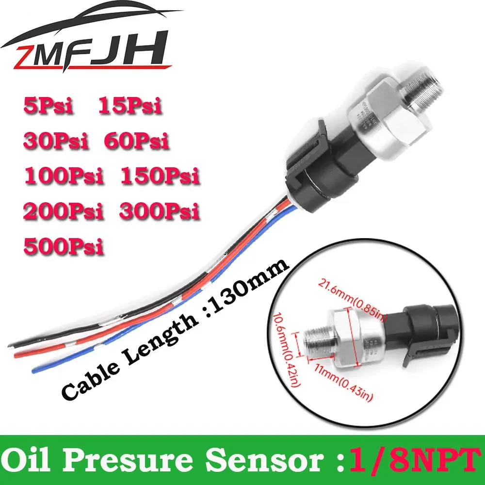 DC 5V 1/8NPT Pressure Sensor Transmitter Pressure Transducer 5/15/30/60/100/150/200/300/500PSI For Water Gas Oil Pressure Sensor