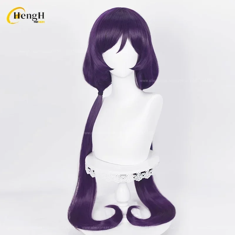 Em estoque nozomi tojo anime sintético longo 100cm roxo preto duplo rabo de cavalo peruca e headwear cabelo resistente ao calor perucas de halloween