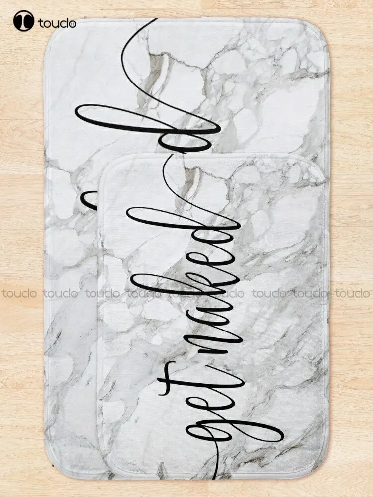 Get Naked Grey Marble Minimalist Design Bath Mat Personalized Bathroom Mats