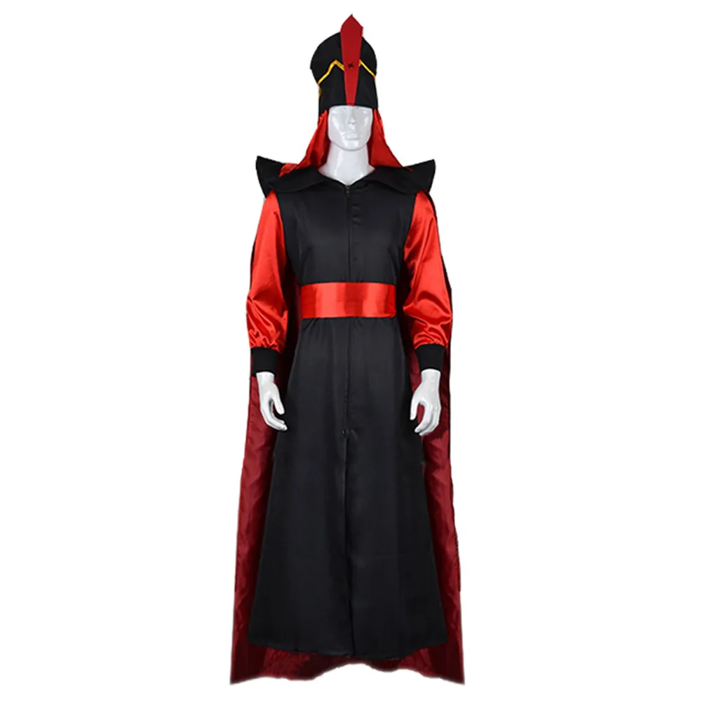 Jafar Cosplay Disguise Clothing Jumpsuit Cloak Hat Movie Costume Men Adult Outfits Fantasia Halloween Carnival Party Fancy Suit