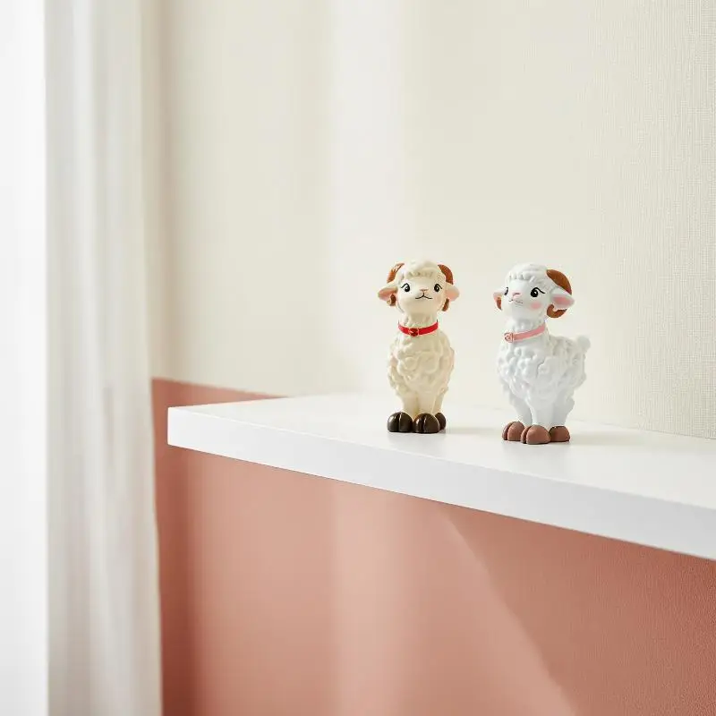 Cute Mini Resin Sheep Figurine Delicate Fadeless Craft Lovely Appearance for Home Office Work Desk Decor Kids Gift
