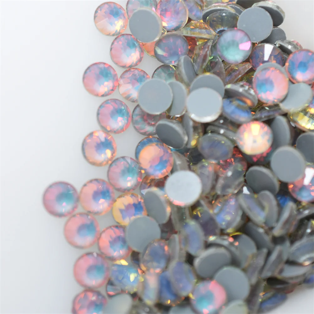 Glass Non Hotfix Flatback Rhinestone Dark Grey Glue on Luminous Neon Mocca Opal AB Nail Art Decoration Crystal Strass Phone Case