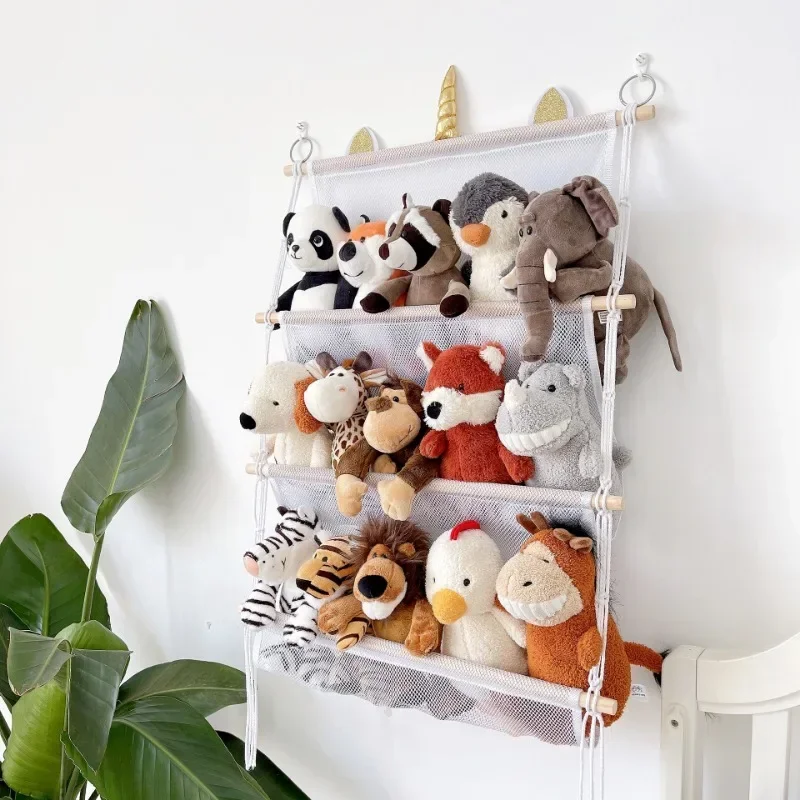 3layer Bohemian Wall Hanging Plush Toy Organizer Space Saving for Bedroom Capable of Holding Multiple Stuff Home Storage