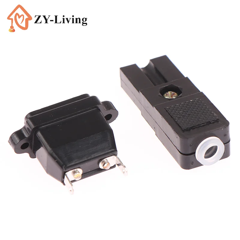 250V 10A Two-wire Electric Screwdriver Plug Power Socket DC Power Plug Connector 2 Pins Black Small Two-wire Plug