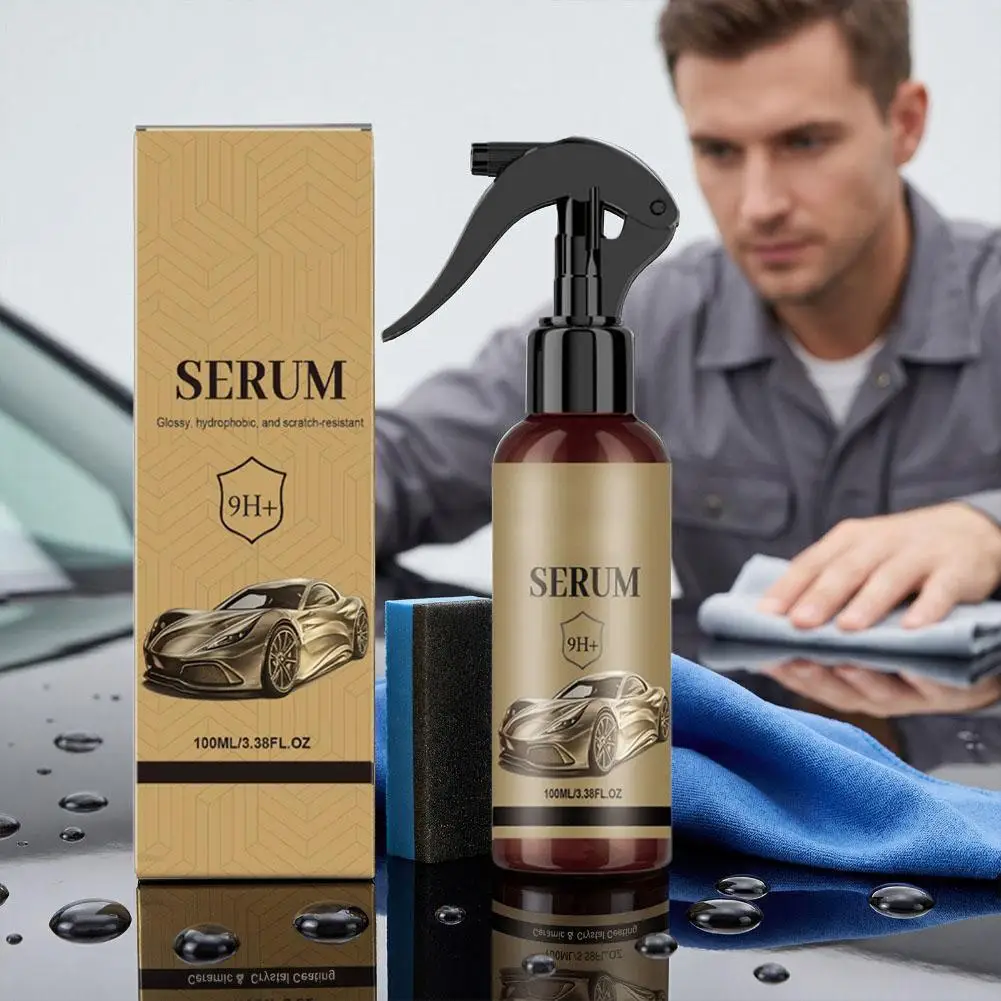 Kit de Revestimiento Cerámico 9H+ de 100 ml para Autos, Sellador de Pintura para Autos Hidrofóbico y Resistente a Arañazos con Esponja, Set de Cuidado con Acabado Brillante