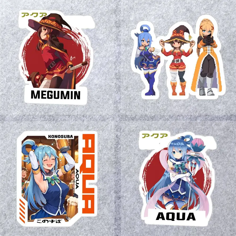 Pegatinas impermeables de KonoSuba para decorar ventanas de automóviles, motocicletas y ordenadores.
