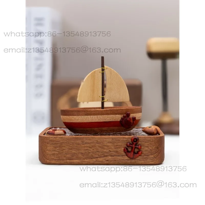 Yang Fan set sail for solid wood boat storage ornaments,creative and cute sailing office desktop entrance decorative jewelry box