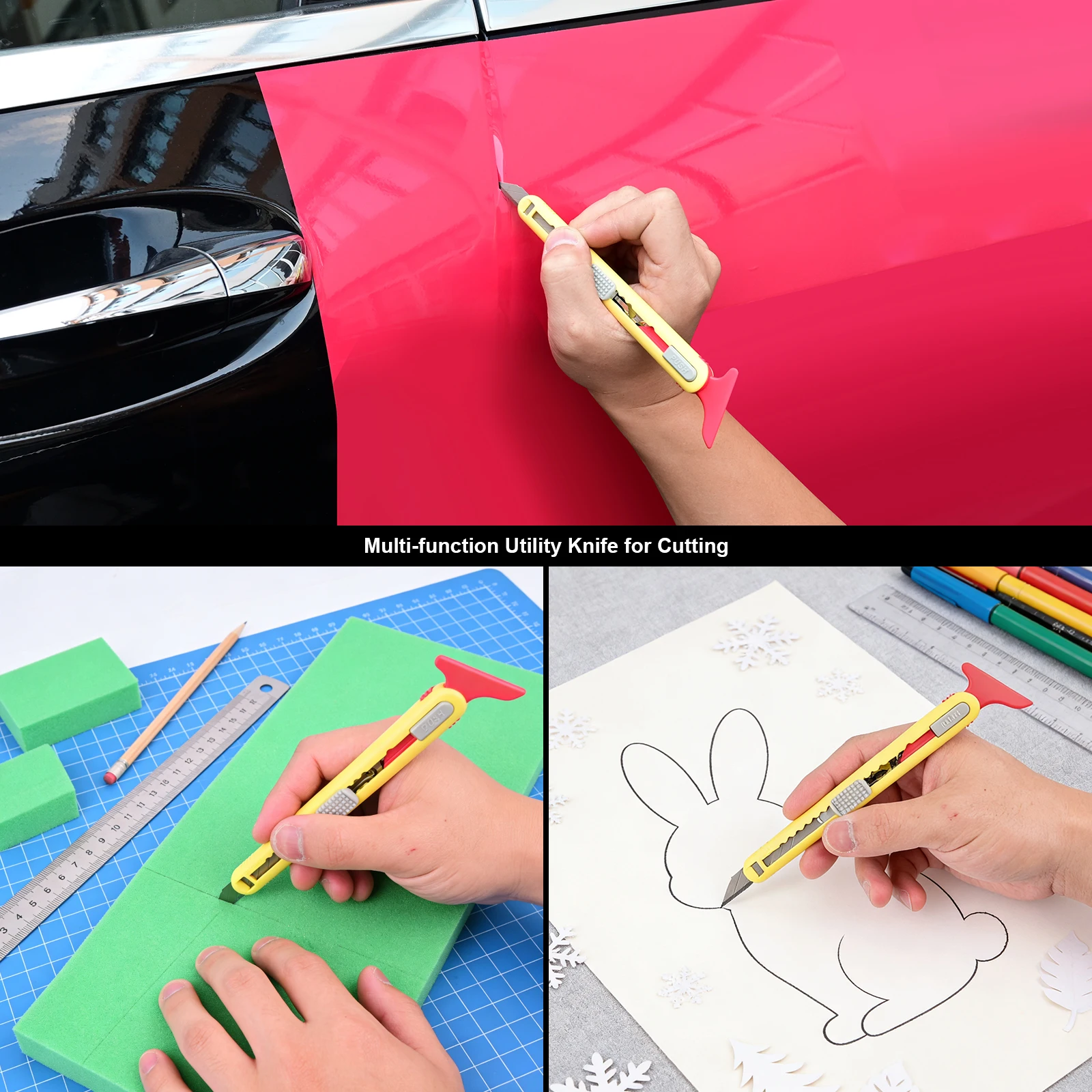Car Film 2 in1 Trimming Tool Color Car Wrap Film Door Edge Gap Sealing Edge Scraper Thin Mouth Special Knife Tucking Squeegee