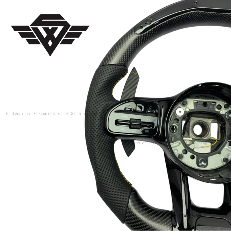 Luxury Custom Matte Carbon Fiber with LED Car Steering Wheel  for Mercedes Benz 809P W205 GLC GLK E63 W223  Premium Sports Style