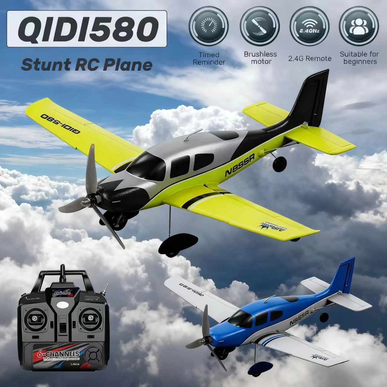 เครื่องบินบังคับวิทยุ QIDI-580 รุ่น Cirrus SR22 |   มอเตอร์ไร้แปรงถ่าน |   ไฟ LED |   วัสดุที่ทนทาน |   สำหรับผู้เริ่มต้นและผู้เชี่ยวชาญ