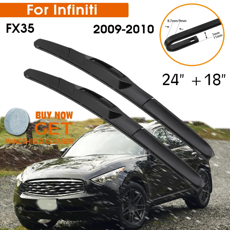 

Car Wiper For Infiniti FX35 2009-2010 Windshield Rubber Silicon Refill Front Window Wiper 24"+18" LHD RHD Auto Accessories