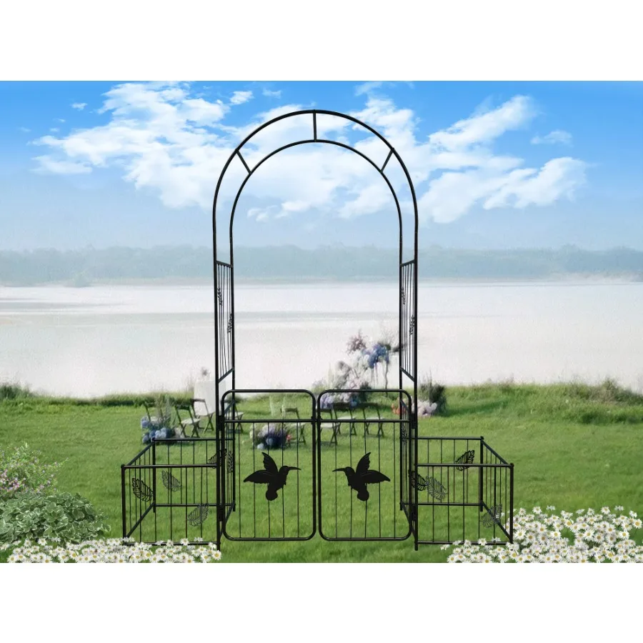 Metal Garden Arch with doors Garden Arbor Trellis Climbing Plants Support Arch Outdoor Arch Wedding Arch Party Events Archway B