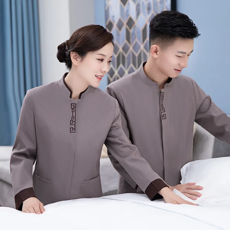 Uniform roboczy do czyszczenia w centrum handlowym, hotelu, dla babci, na jesień i zimę, dla sprzątaczki szkolnej, społecznościowej, nieruchomości, damski, z długim rękawem.