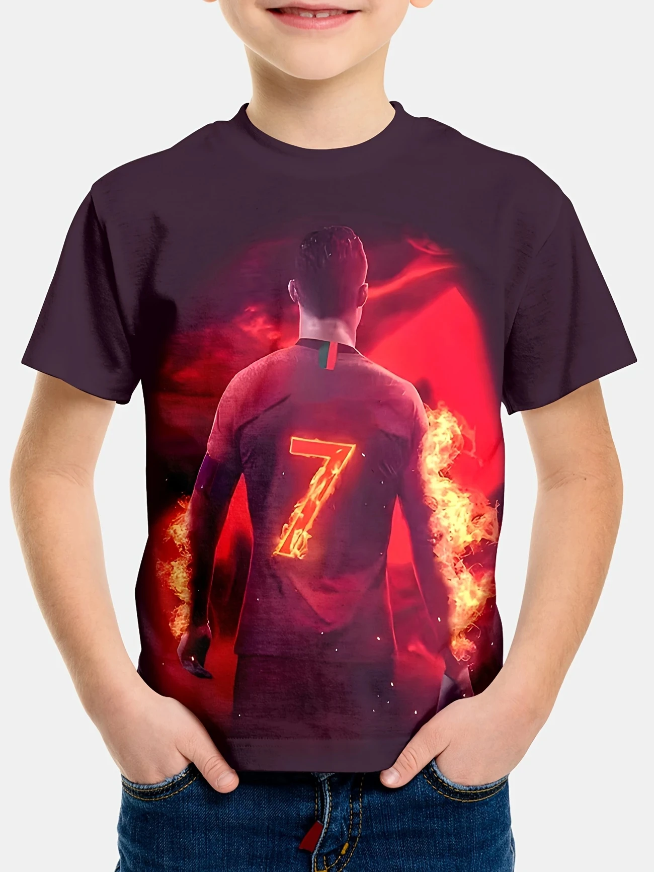 تي شيرت رجالي مطبوع ثلاثي الأبعاد من كريستيانو رونالدو لكرة القدم مجموعة المعجبين في الهواء الطلق سريع الجفاف للياقة البدنية ملابس رياضية يومية قابلة للتنفس #4