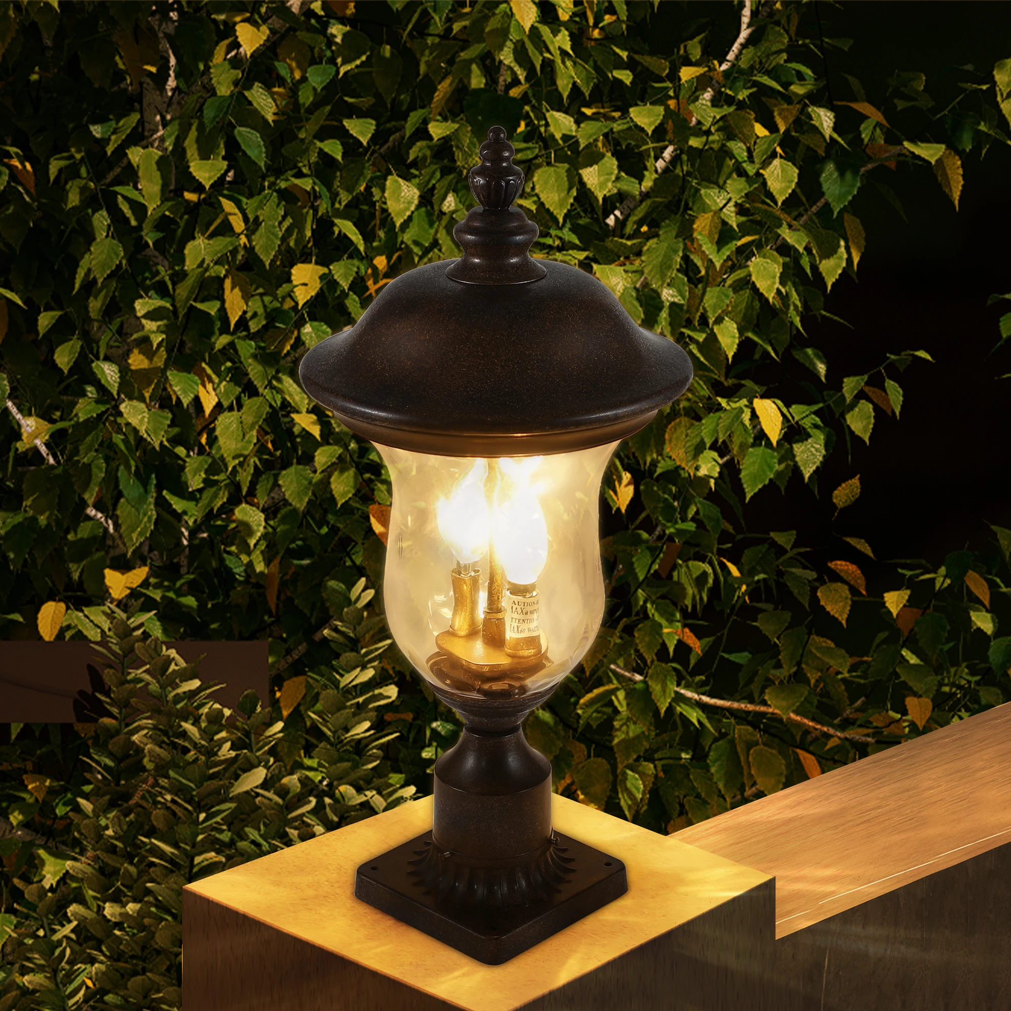 

Outdoor Lamp Post Light,Vintage Waterproof Garden Patio Lantern with Clear Glass Shade, Classic Bronze Finish, Ideal (No bulb)