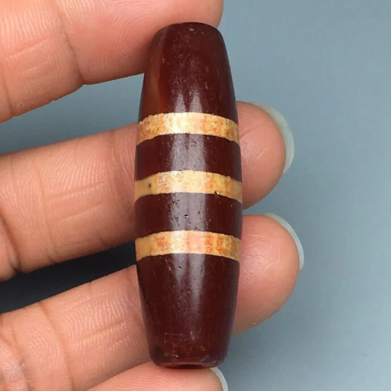 

Tibetan Three-Line Weathered Horse Hoof Pattern Calcined Agate Dzi Necklace Bracelet Pendant Accessory Ethnic Style Agate Dzi