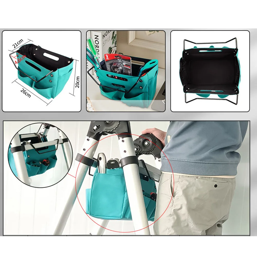 

Foldable Tool Storage Bag Organizer Handbag Tool Bag Foldable Pouch Easy To Carry Storage Metal Hook For Hanging