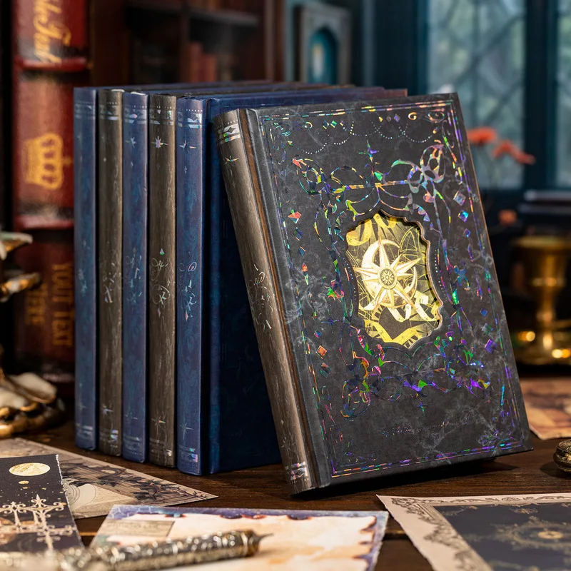 192Pcs Star Poem Hot Stamping Writable Paper Booklet, Vintage Hollow Cover Journal Notebook for Diary Scrapbook DIY Craft