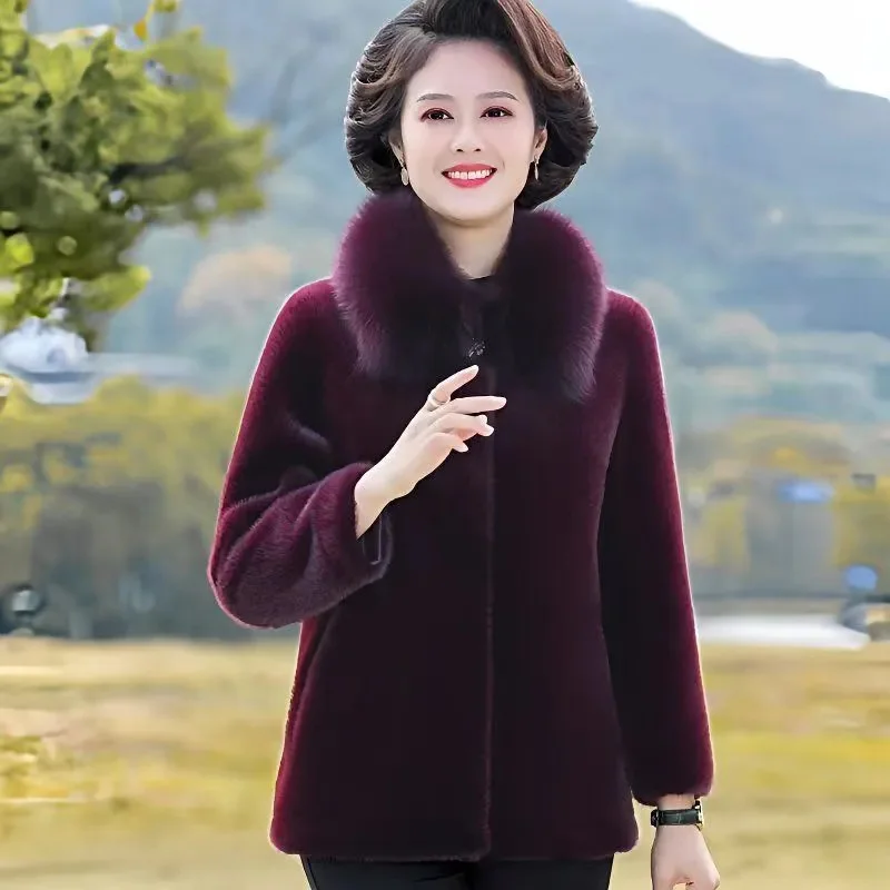 

Модные меховые куртки женские, осень-зима 2026, новая высококачественная норковая куртка, женское норковое бархатное пальто, верхняя одежда для пожилых людей среднего возраста