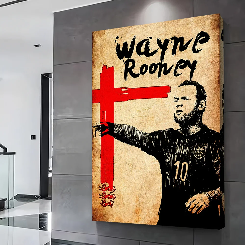 Wayne Rooney England Soccer Poster Customizable Printed Canvas Painting Wall Art Gift for Modern Living Room Pictures Wand Deko