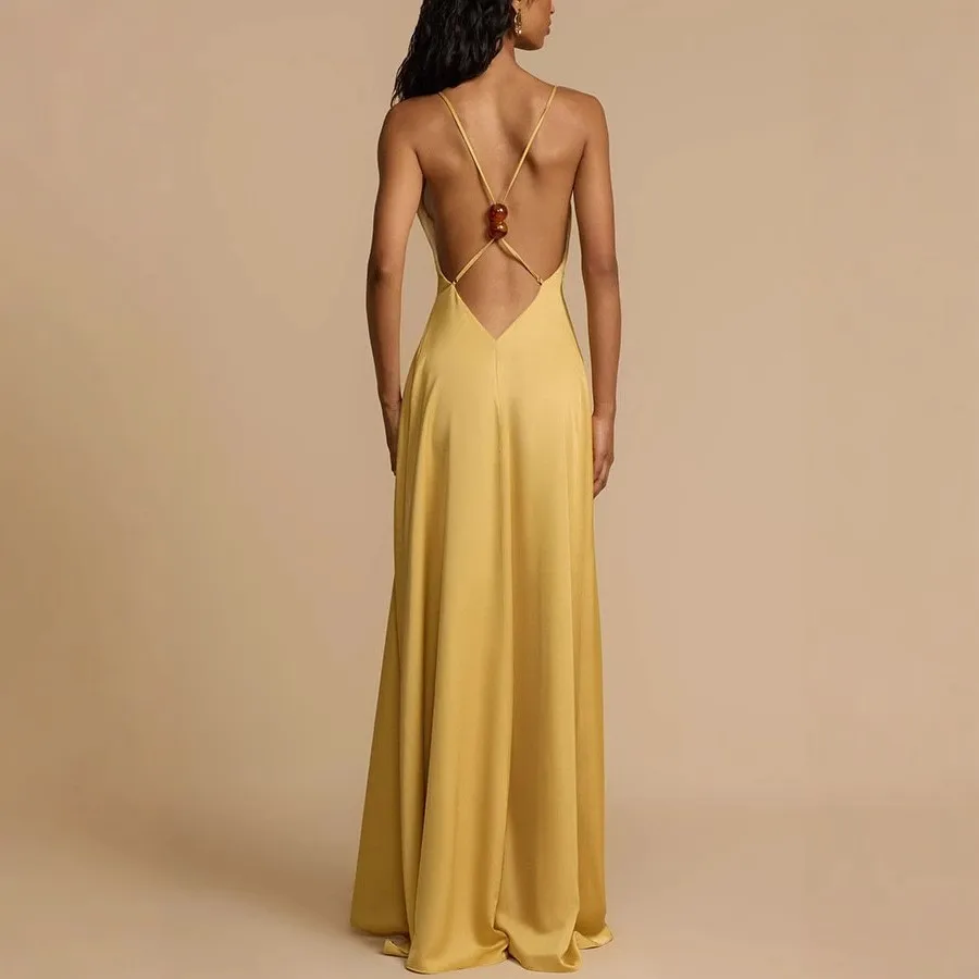Satin Slip Maxikleid für Hochzeitsgäste - usage example