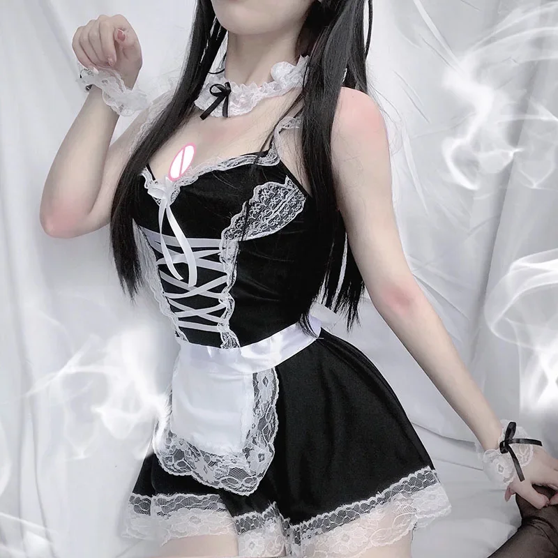 

Sexy Lolita Maid Cosplay Clothing Female Babydoll Dress Uniform Erotic Role play French Apron Servant Lingerie Sexy for Women