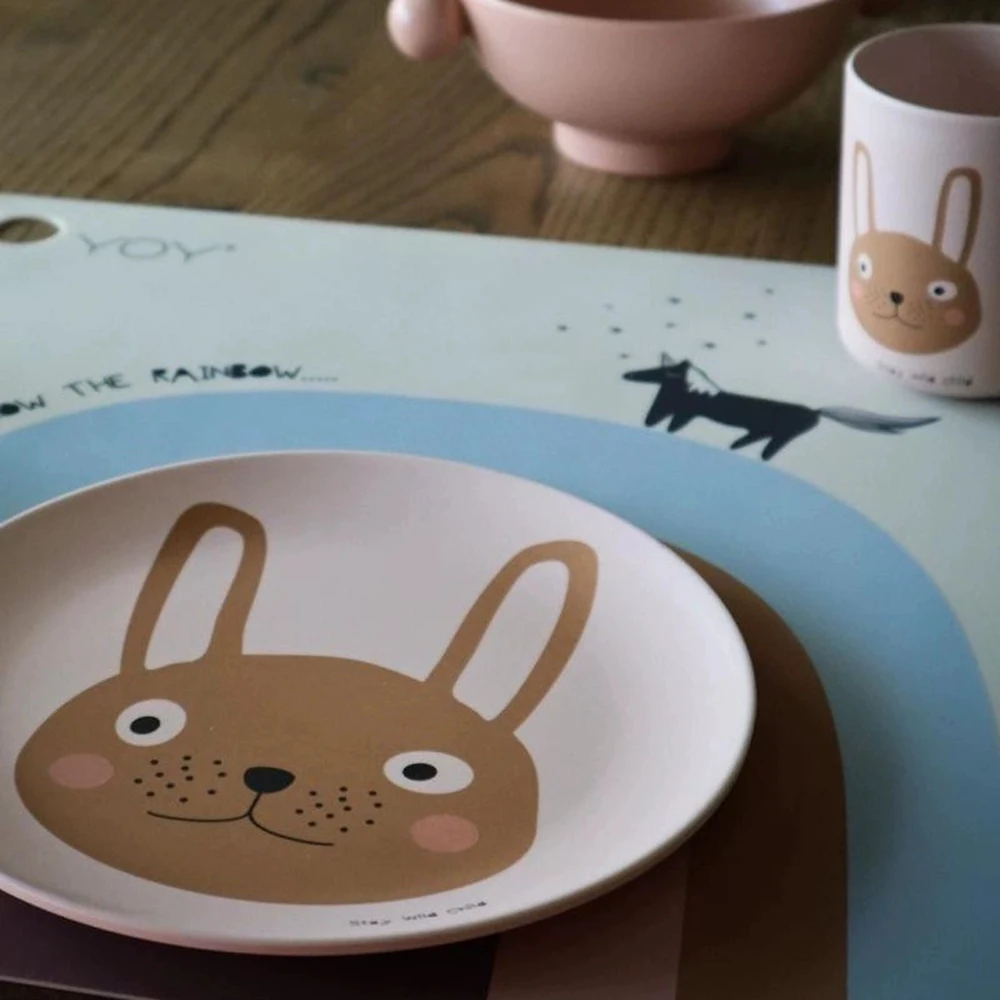 20CM Cute Cartoon Dining Plate Bamboo Fiber Dishes for Serving Salad Dessert Cake Fruit Food Plate Kitchen Children\'s Tableware