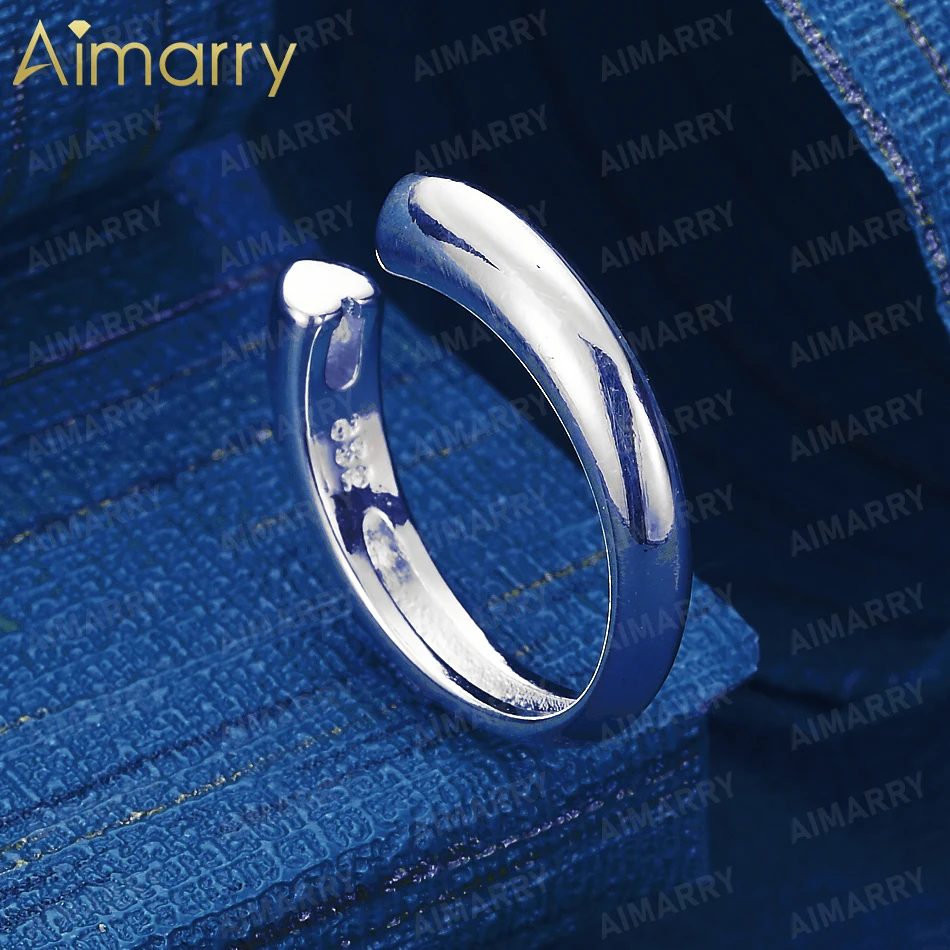 925 Sterling Silver Simple Smooth Plain Ring with Open Mouth for Women's Banquets and Weddings High-quality Fashion Jewelry