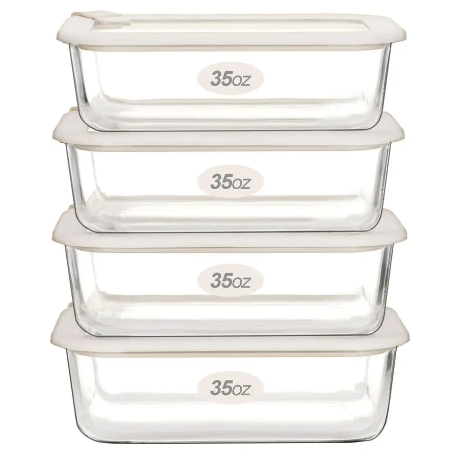 

Glass Food Storage Containers with Glass Lids, Microwave Safe Food Container Set, Airtight Food Container Set, LeakProof, 100 Pl