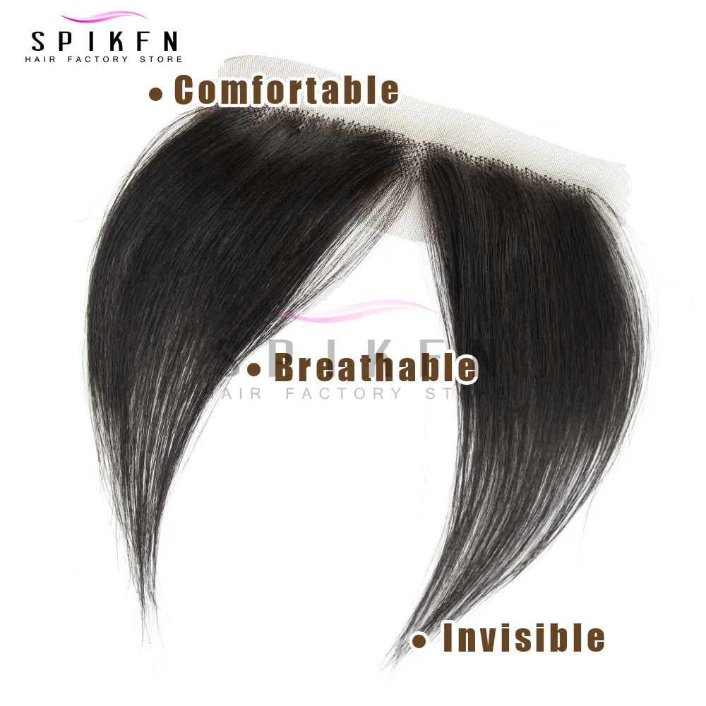 레이스 인모 앞머리 연장 20개 천연 생머리 사이드 뱅 6가지 색상 여성용 블랙 브라운 블론드 헤어