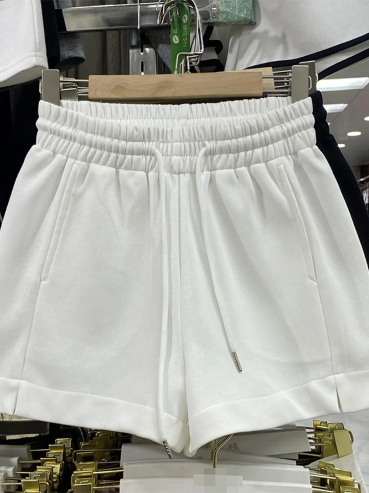 Simple Dstring Casual orts Women Summer 2024 Loose Slim Wide Leg Sports Side Slit High Waist Pants Commute Sle