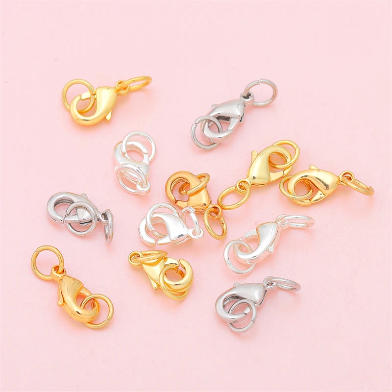 

5Set Stainless Steel Lobster Clasp Jump Rings Connectors Clasp For Bracelet Necklace Chains DIY Jewelry Making 10mm