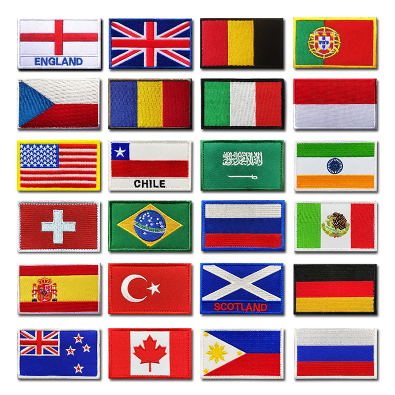 National Flag Germany Romania Switzerland Spain France Belgium Italy Holland Poland Russia UK Portugal Czech Hungary Flag Patch