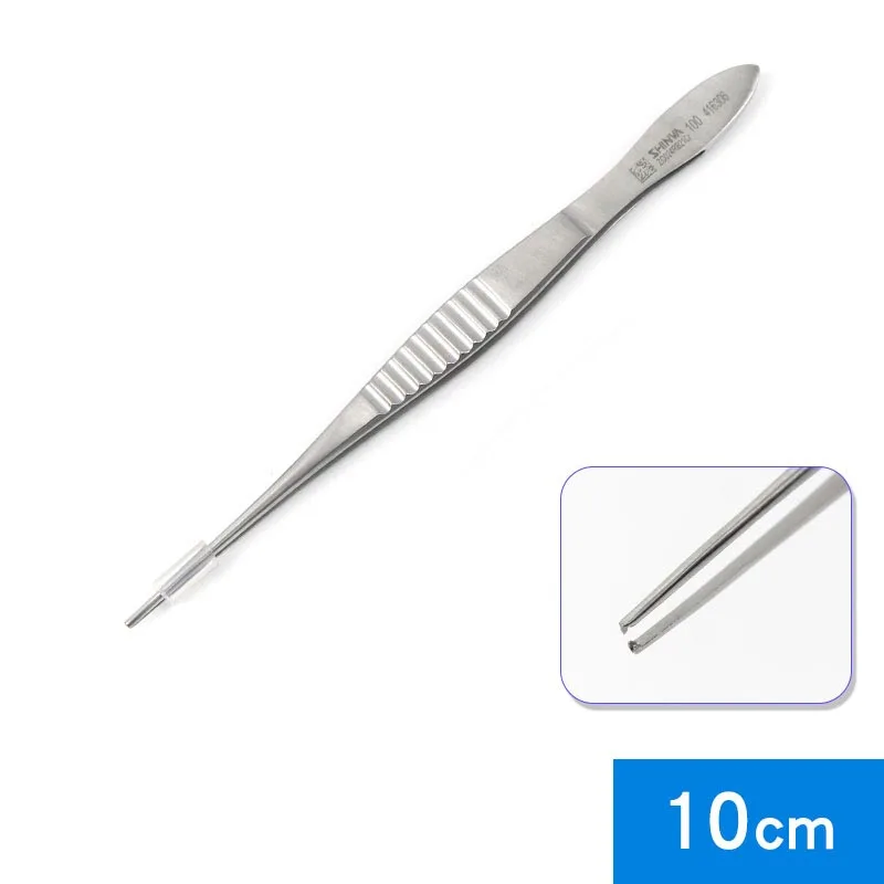 Ophthalmic tweezers 10cm straight elbow cross teeth with hook cosmetic fine tweezers double eyelid eye tweezers