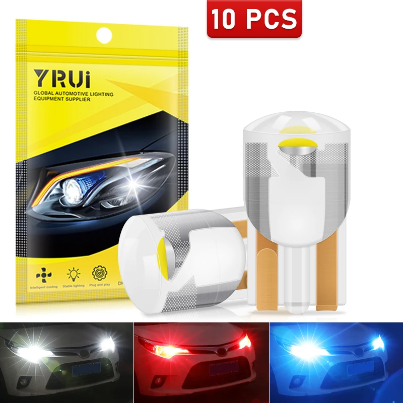 10 Pcs YiRui New LED T10 194 W5W 7000K White Red 12V automotive reading light high brightness small bulb