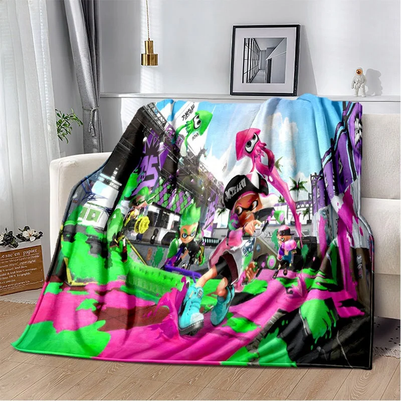 New Cartoon Blanket Sofa Winter Games,Splatoon Warm Bed Fleece Custom Nap Home Fluffy Soft Blankets King Size Microfiber Bedding