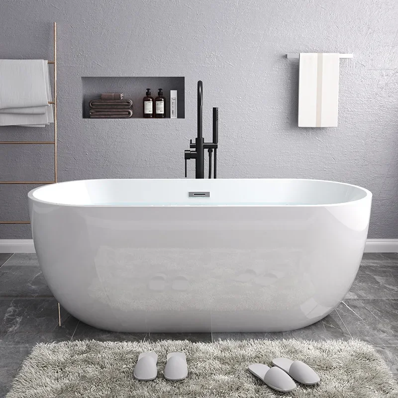 Acrylic Thin Edge Bathtub Seamless Integrated Household, Insulated Freestanding, Bathtub