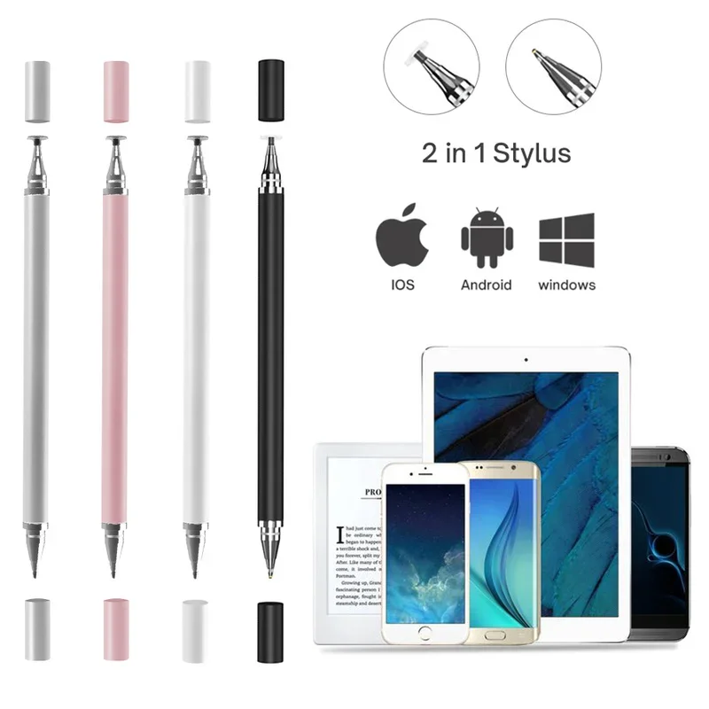 

2In1 Stylus Pen Universal Capacitive for Tablet Mobile Android Phone IPad Accessories DrawingTablet Capacitive Screen Touch Pen