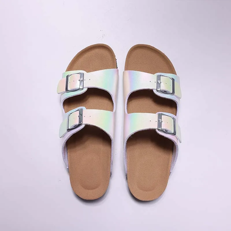 

Evshine Fashion Cork Clogs Slippers Gradient Cork Slippers Women Summer Beach Flat Sandals With Double Buckle Non-slip Slippers