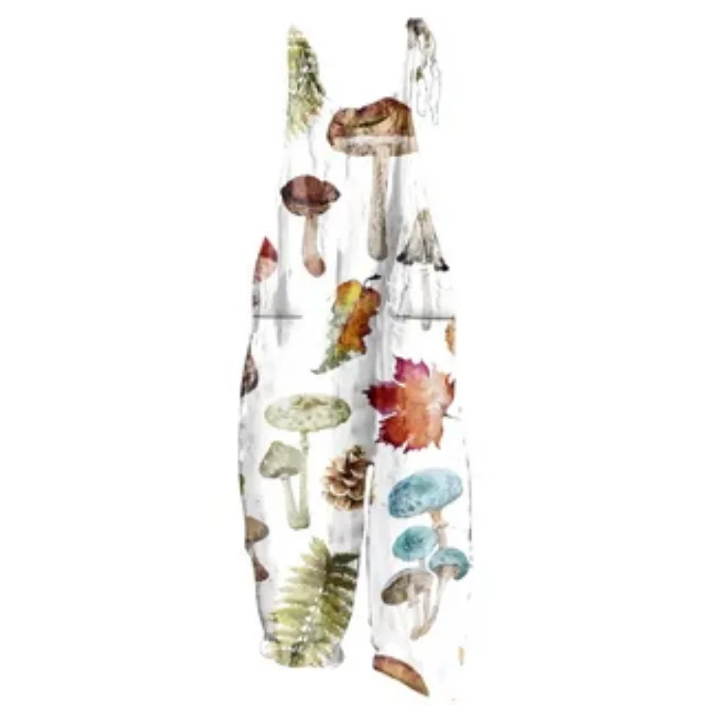 Summer 2025 women's casual jumpsuit, 3D red rose printed sexy, fashionable, intellectual and elegant jumpsuit