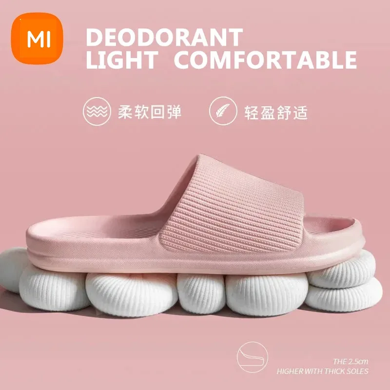 Xiaomi-Tongs coordonnantes pour hommes et femmes, sandales à la mode, semelle oligoptics à degrés, pantoufles confortables pour la maison, bain de