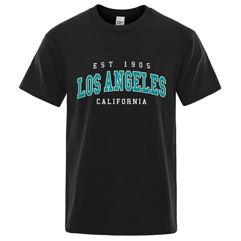 

Est 1905 L0S Angeles California Letter Print T Shirt Men Women Fashion Tshirts Cotton Tops Loose Street Hip Hop T-Shirts 80565