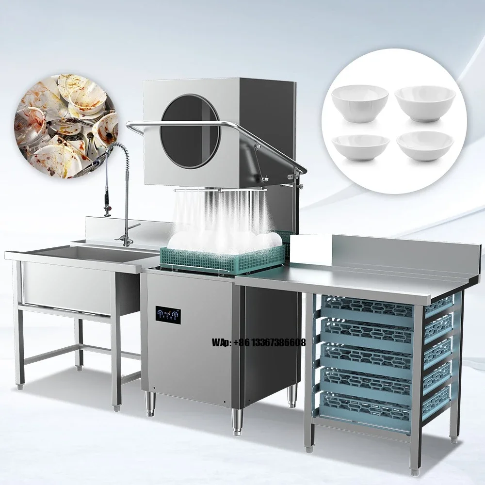Smart Stainless Steel Restaurant Commercial Hood Type Dishwasher Machine Restaurant Dishwasher Dish Washer Restaurant